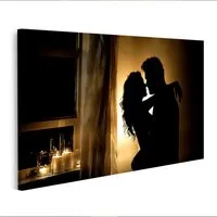 islandburner Leinwandbild Romantische Silhouette Paar Schlafzimmer Für Verliebte