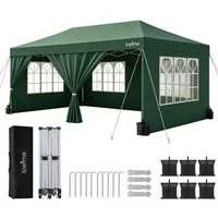 loefme Faltpavillon 3x6m, Pop Up Pavillon mit 6 abnehmbaren Seitenwänden UV-Schutz, mit 6 Seitenteilen, 3 Höhenverstellungen, 210D Oxford-Gewebe, mit Tragetasche