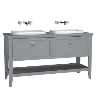 VitrA Valarte Set 150 cm 2 Einbauwaschtische + Waschtischunterschrank 2 Vollauszüge Grau Matt,62211 62211