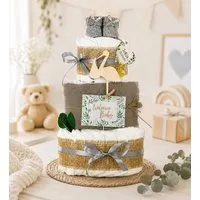 dubistda-WINDELTORTEN- Neugeborenen-Geschenkset Windeltorte Storch, zur Geburt