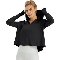G4Free Langarmshirt Damen Sonnenschutz UV Kapuzen Jacke Leichte UPF Laufen Kühlung UPF Laufen Kühlung Feuchtigkeitsableitendes SPF Shirt Wandern