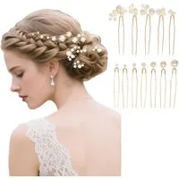 Oemmn Haarnadeln 12er Set Perlen Haarnadeln – Elegante U-förmige Braut Haaraccessoires, 12-tlg., für Hochzeit, Brautjungfern, Party & Abschlussball