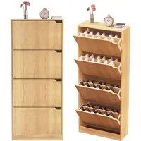 WAOHO Schuhschrank Klappbare Schuhregale, 4-türiger, doppelstöckiger Schuhschrank