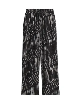 Opus - Wide Leg Pants mit Komfortbund - Marou palm leaves schwarz - Gr. - 36