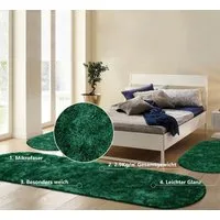 Bruno Banani Hochflor-Bettumrandung Dana Teppich, Kundenliebling, Höhe 30 mm, (3-tlg), unifarben, Mikrofaser, pflegeleicht, Bettvorleger, Schlafzimmer