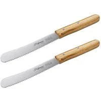 Hoffmann Germany Brotzeitmesser Buckelsmesser Solingen 11 cm Buchenholzgriff – Wellenschliff (2 Stück), Wellenschliff, Buchenholzgriff, Frühstück & Brotzeit