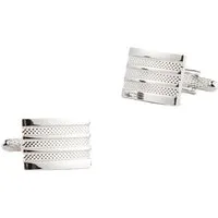 RAIKOU Manschettenknöpfe Gestreifte Edelstahl mit 925 Silber-Einlage (glänzend) (Set), 925er Silber-Einlage