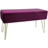 ECHTWERK Sitzhocker Sitzbank Scarlett mit Samtbezug, Aufbewahrungstruhe, Schminkbank mit Stauraum, Metallbeine, Beere