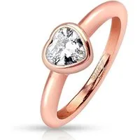 BUNGSA Fingerring 52 (16.6) Herz Kristallring rosegold rosé Damen Love Liebe (Ring, 1-tlg), Damen, Herren