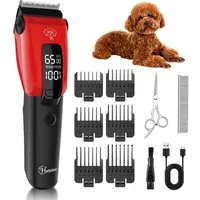 Scttomon Hundeschermaschine HT-612, Tierhaarschneidemaschine, 3-stufiges geräuscharmes Hundefrisierset mit Schere