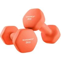 SONGMICS Kurzhantel Hanteln, 5 Gewichtsklasse, (2er Set Neopren-Beschichtung, Hantelset, Kurzhanteln, Hexagon), 2 x 3 kg, Krafttraining, Workout, Fitnesstraining, für Zuhause