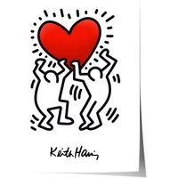 JUSTGOODMOOD Poster Dancing Figures Keith Haring Style Herz Design Minimal Line Art Modern, (1 St)