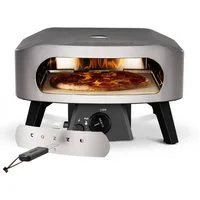 COZZE Gas-Pizzaofen 13" Classic Pizzaofen, Komplett-Set, inkl. Hitzeschild, Pizzastein, Schlauch & Gasdruckregler, integriertes Thermometer