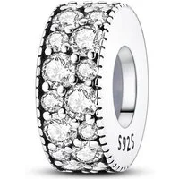 PANDACHARMS Bead Zweireihiges Pavé Stopper Zwischenelement, 925 Silber mit Zirkonia