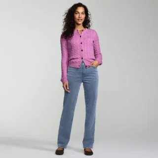 High Waist Straight Knit STARFISH Jeans in Petite-Größe, Damen, size: petite, Blau, Baumwoll-Mischung/Polyester-Mischung, by Lands' End