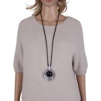 MIRROSI Lange Kette Damen Halskette mit elegantem Anhänger aus Metall ca.90cm lang (perfekt für Pullover, Bluse, Shirt)