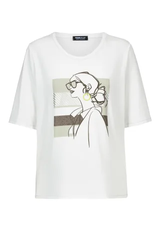 FRANK WALDER - Shirt CASUAL mit Frontmotiv lime green/khaki/ecru - Gr. - 36