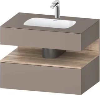 Duravit Qatego Einbauwaschtisch mit Konsolenwaschtischunterbau Basalt & Eiche Marmoriert Matt 800x55 QA4785055430000