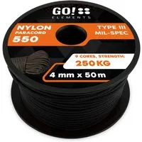 GO!elements Abspannleine Paracord 550 - 4mm, Paracord 550 aus reißfester Nylonschnur