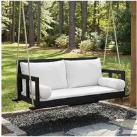 Flieks Hollywoodschaukel, Doppelsitz Schaukel Hängeschaukel 136x63x66cm mit Kissen und Seilen