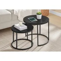 Home Collective Couchtisch 2er Set Beistelltisch Loft Design 2in1 Verschachtelung Wohnzimmer, kratzfeste Oberfläche 53cm & 43cm Schwarz mit Schwarzen Beinen