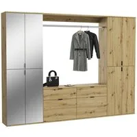 xonox.home Garderoben-Set Garderoben Set Projekt X, Artisan Eiche / Spiegeltüren, 3-teilig, (3-St), Kompaktgarderobe