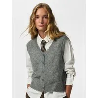 pieces Strickweste PCSALLY SL V-NECK KNIT VEST NOOS BC Materialmix
