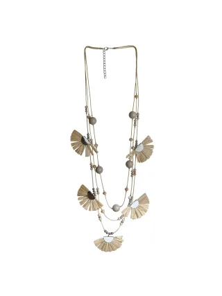 Steuer Modeschmuck Kette Kordel in beige 85 cm