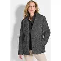 GOLDNER Outdoorjacke Kurzgröße: Moderne Wolljacke mit Steppeinsatz Wintermantel mit Fischgratmuster, Reverskragen und Langarm