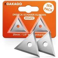 Gakago Universalschaber Ersatzklingen (2er Pack) 25mm Dreieckklinge aus Wolframcarbid - Holz, Metall, Beton oder Stein