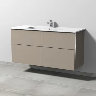Sanipa 3way Waschtischunterbau zu Duravit ME by Starck Waschtisch mit 4 Auszügen, Sandgrau-Matt BS72767