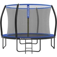 SONGMICS Gartentrampolin Ø 244/305/366/427 cm, Ø 305 cm, bis zu 80-150 kg belastbar, Trampolin mit Leiter und Sicherheitsnetz