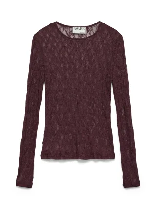 Aware - AWTESSY LS O-NECK LACE TOP NOOS Catawba Grape - Gr. - M