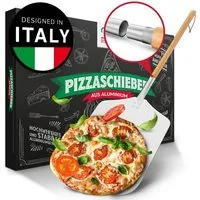 Pizza Divertimento Pizzaschieber aus rostfreiem Aluminium & Pappelholz [83 cm], hitzebeständig, abgeflachte Kanten, stabil
