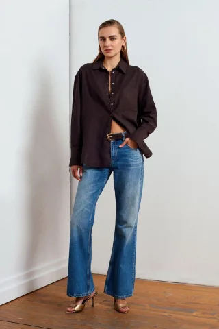 Tiefe Taille Schlagjeans