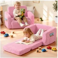 Insma Kindersofa Klappbar 2 in 1 Schlafsofa, Kindersessel Loungesessel mit Seitentasche und Griff