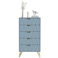 UEV Kommode mit Schubladen, Komodenschrank Schmal Beistellschrank (Mehrzweckschrank für Wohnzimmer Schlafzimmer Büro Flur, Sideboard mit Schubladen), 60x34x110cm, Schubladenschrank, Aufbewahrungsschrank, mit Kisppschutz