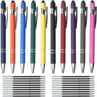FOUORTUNATE-BEE Kugelschreiber Kugelschreiber Set 10 Stifte mit 20 Minen 2in1 Stift Büro Schule, 2in1 Kugelschreiber Set 10 Stück mit Stylus und 20 Ersatzminen