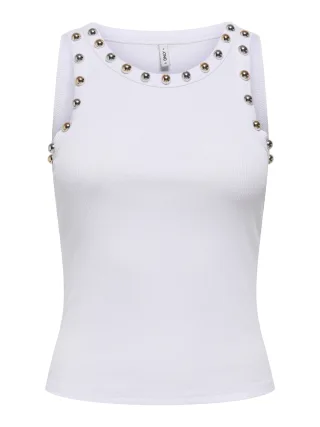 ONLY - ONLENEA S/L STUDDED TANK TOP JRS Bright White - Gr. - M