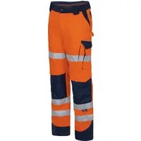 vizwell Arbeitshose reflektierende Herren Warnschutz Arbeitsbundhose DIN zertifiziert, strapazierfähig, Knietasche aus Oxford-Material