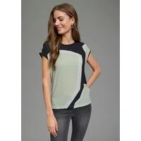 Laura Scott Shirtbluse Materialmix, hinten gestreifter Jersey vorne gemusterter Bluseneinsatz