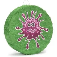 Lumaland Pinata "Beat The Virus", Set inkl. Schläger & Augenbinde Individuell befüllbar 50x50x15 cm