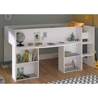 Parisot Hochbett Pirouette (in weiß, Liegefläche 90x200 cm) mit Schreibtisch, kein extra Lattenrost erforderlich