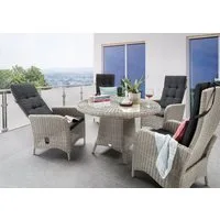 Destiny Garten-Essgruppe PALMA LUNA, (9-tlg., 4x Hochlehner, 1x Tisch, inkl. Auflagen), Aluminium, Polyrattan