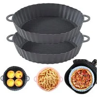 TUWENA Silikonform 2STK Air Fryer Silikon Backblech Wiederverwendbarer Heißluftfritteuse, (2-tlg), Zur Verwendung in Heißluftfritteusen