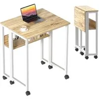 GarveeMore Schreibtisch Klappbarer mit Spanplattenplatte und Metallgestell,platzsparend, tragbarer Computertisch,kleiner tisch für Schlafzimmer,Wohnzimmer