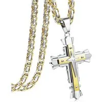 LuxusKollektion Kreuzkette Kette Herren Kreuz Edelstahl Anhänger 56 61 71cm Gold 71.0 Zentimeter