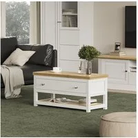 Vicco Couchtisch Vikla, Weiß/Eiche, 100 x 40 cm mit ausklappbarer Tischplatte (1-St)