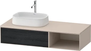 Duravit Zencha Konsolenwaschtischunterbau wandhängend Eiche Schwarz & Taupe Matt & Supermatt 1300x55 ZE4818016830000