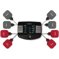 BEURER TENS-EMS-Gerät EM 89 in 4-in-1 Funktion: TENS, EMS, Massage, Wärme, (Inkl. 8 selbsthaftenden Gel-Pads), Mit 8 Elektroden für eine großflächige Anwendung auch am Rücken